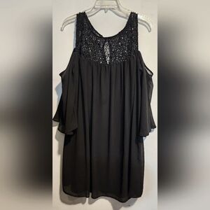 Cold Shoulder Black Mini Dress